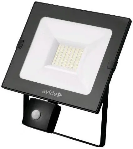 LED reflektor Avide ultratenký LED reflektor so čidlom pohybu čierny 30 W