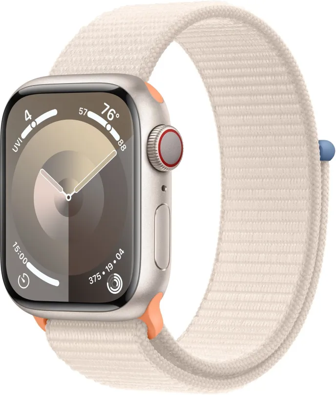 Chytré hodinky Apple Watch Series 9 41mm Cellular Hviezdne biely hliník s hviezdne bielym prevliekacím športovým remienkom
