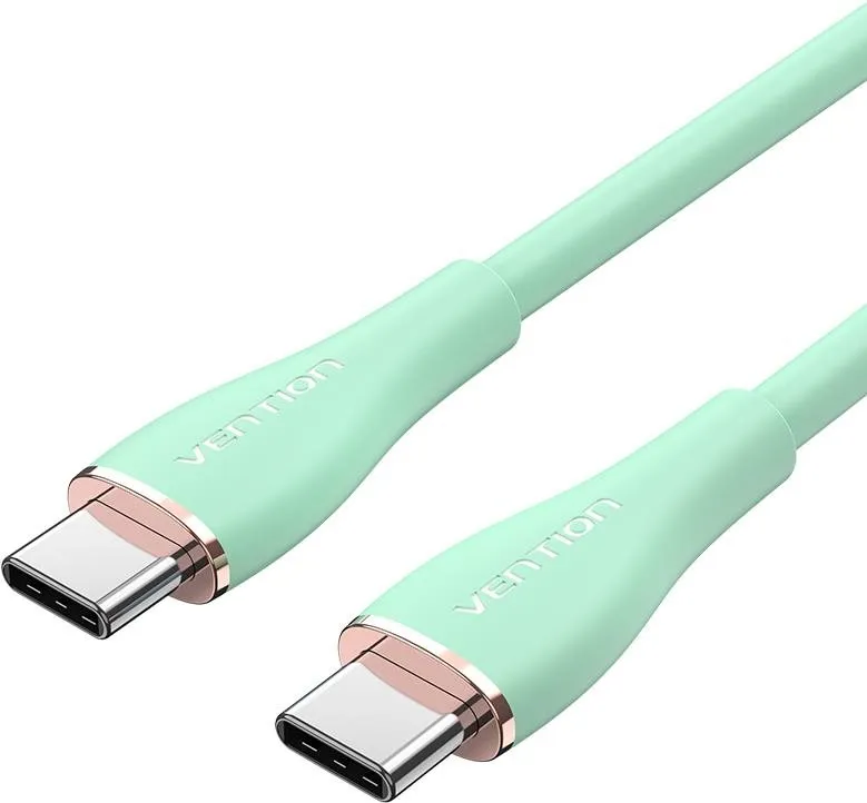 Dátový kábel Vention USB-C 2.0 Silicone Durable 5A Cable 1m Light Green Silicone Type