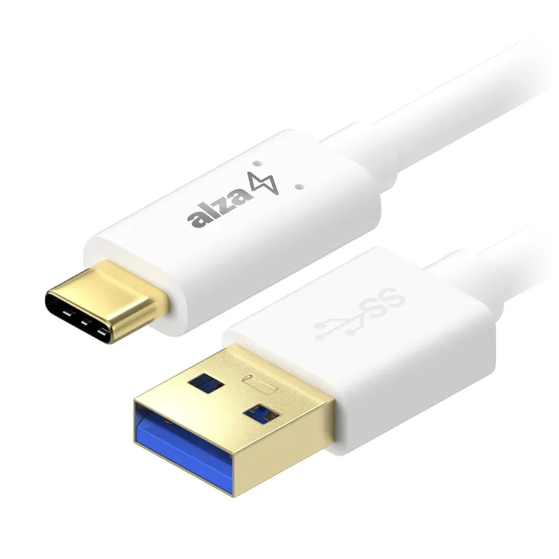 Dátový kábel AlzaPower Core USB-C 3.2 Gen 1, 0.5m biely