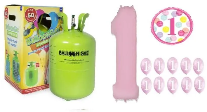 Balóniky s héliom Helium sada 1. narodeniny veľká - oslava holka - 400 L