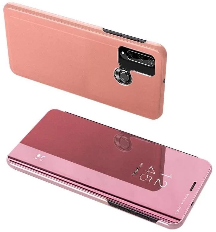 Puzdro na mobil Clear View knižkové puzdro na Huawei Y6p, ružové