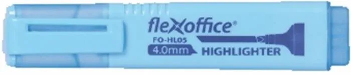 Zvýrazňovač FLEXOFFICE HL05 4mm modrý, pre domáce aj kancelárske použitie, skosený hrot, m