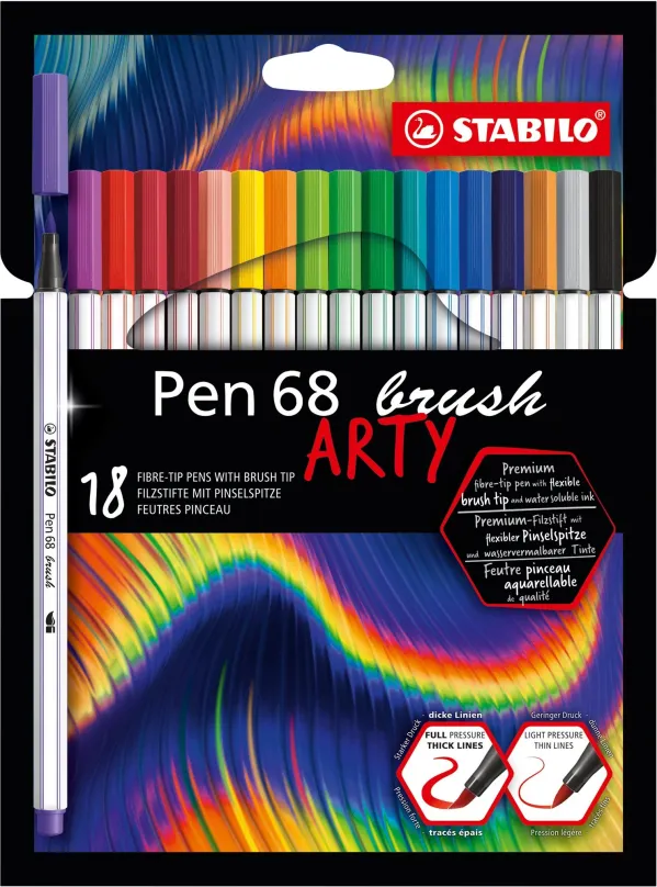 Fixy STABILO Pen 68 brush púzdro "ARTY" 18 farieb