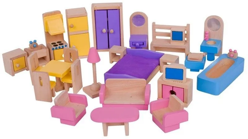 Nábytok pre bábiky Drevený nábytok do domčeka pre bábiky