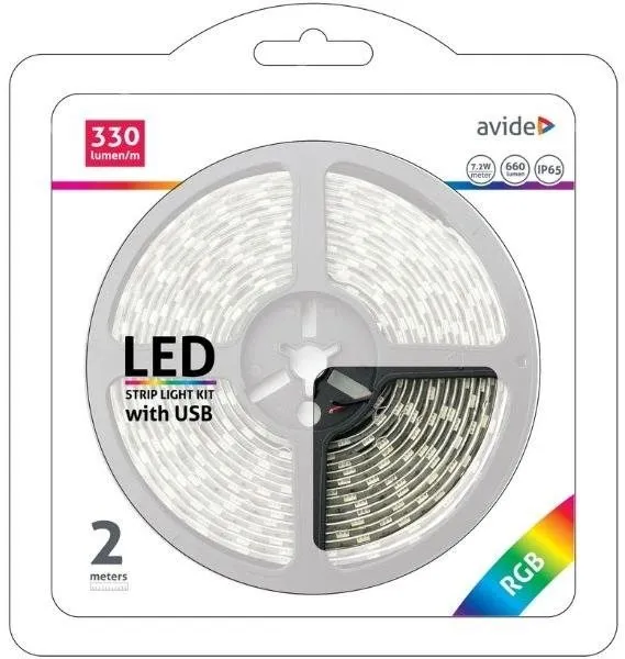 LED pásik Avide Set vodeodolný LED pásik s ovládačom a USB koncovkou 2m