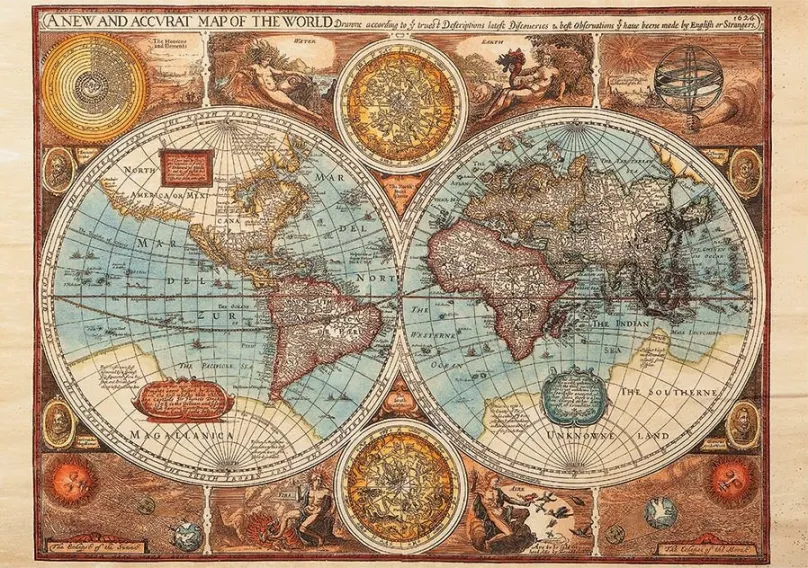 DINO Puzzle Mapa sveta r. 1626, 500 dielikov