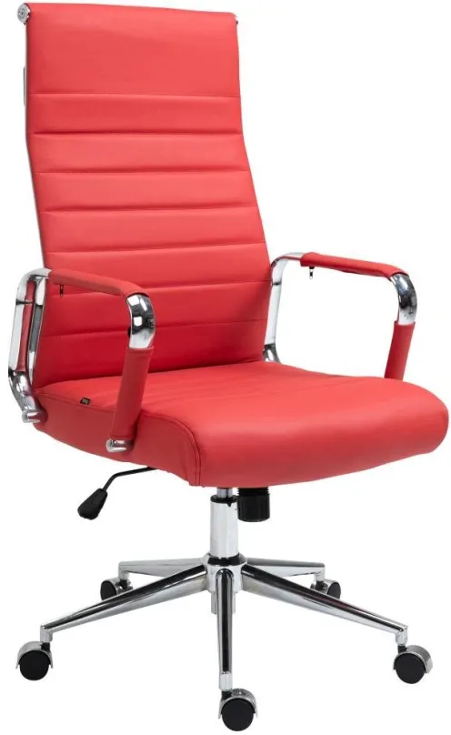 Kancelárska stolička BHM GERMANY Kolumbus, pravá koža, červená