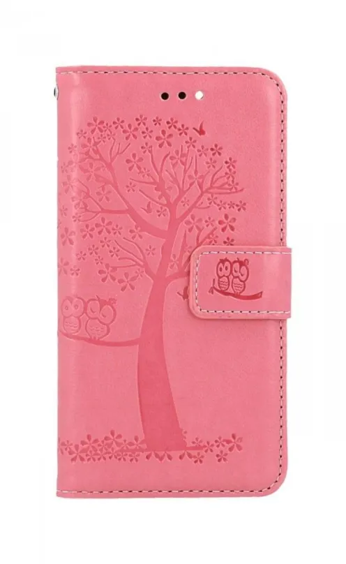 Puzdro na mobil TopQ Puzdro iPhone SE 2022 knižkové Ružový strom malej sovy 75006