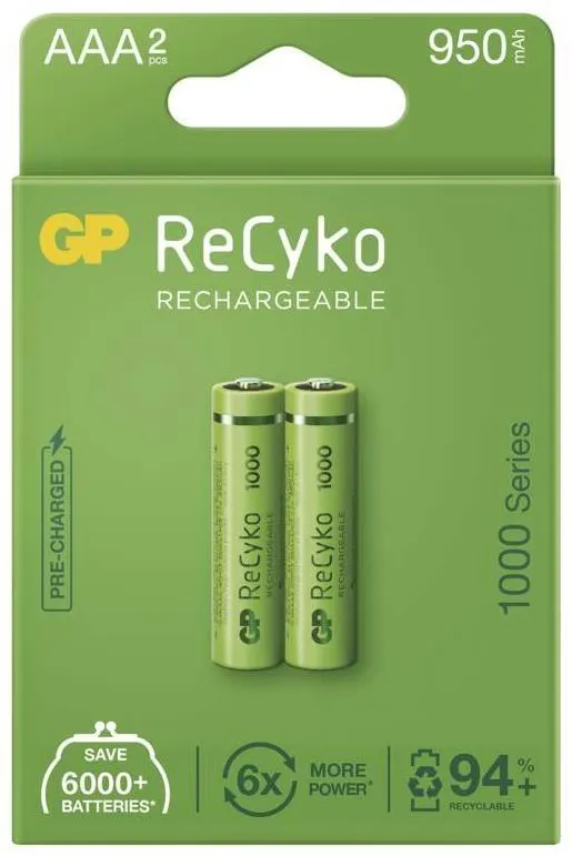 Nabíjacie batérie GP ReCyko 1000 AAA (HR03), 2 ks