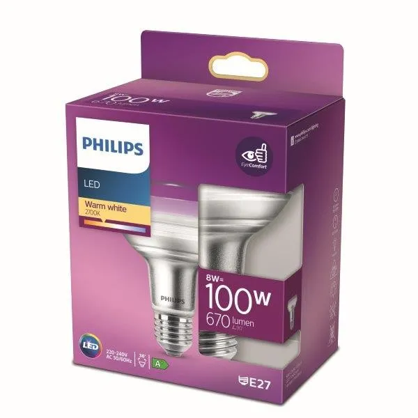 Philips 8718699773915 LED žiarovka 1x8W | E27 | 670lm | 2700K - teplá biela, Eyecomfort