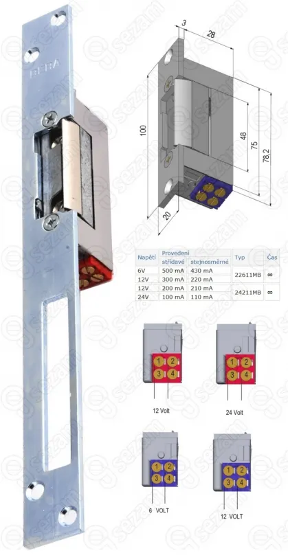 Elektrický otvárač so signalizáciou BeFo DUAL 24211 SIG 12/24V