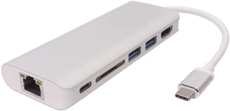 Replikátor portov PremiumCord USB 3.1 na HDMI + RJ45 + 2xUSB3.0 +SD card + PD charge