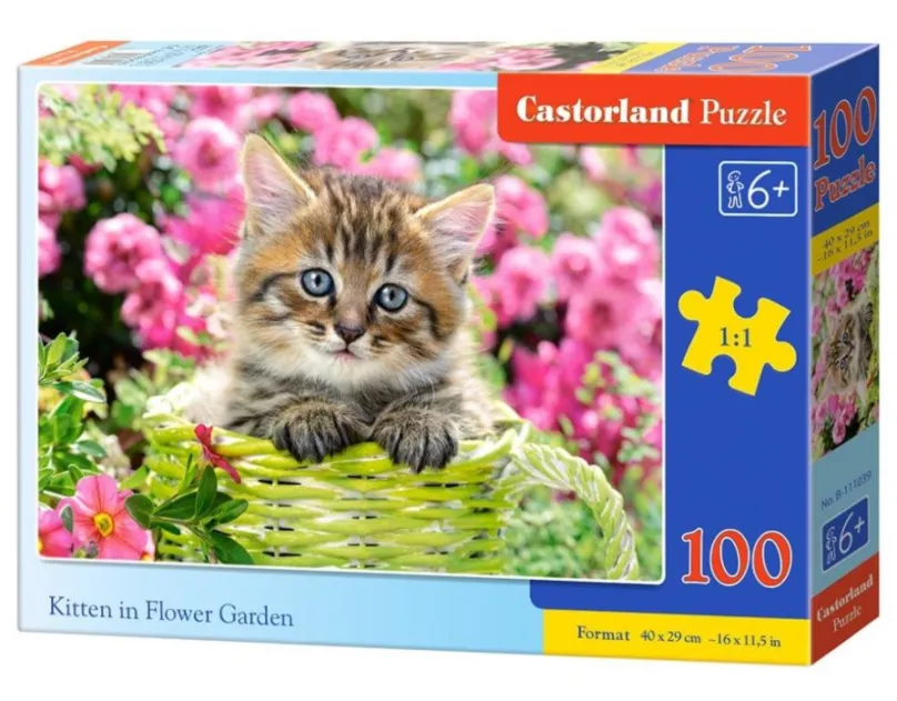 CASTORLAND Puzzle Mačiatko v kvetinovej záhrade 100 dielikov