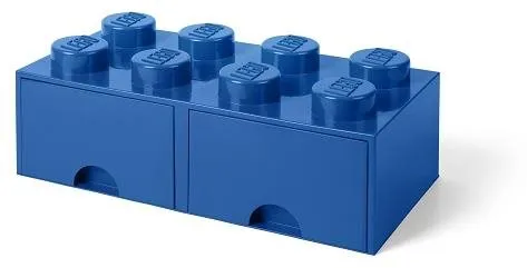 Úložný box LEGO úložný box 8 s šuplíkmi - modrá, s vekom, objem 22 l, materiál polypropylé