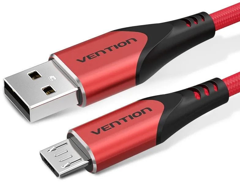 Dátový kábel Vention Luxury USB 2.0 -> microUSB Cable 3A Red 2m Aluminum Alloy Type