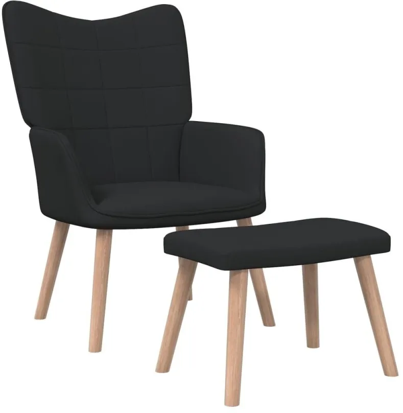 Kreslo Relaxačné stoličky so stoličkou čierna textil, 327936