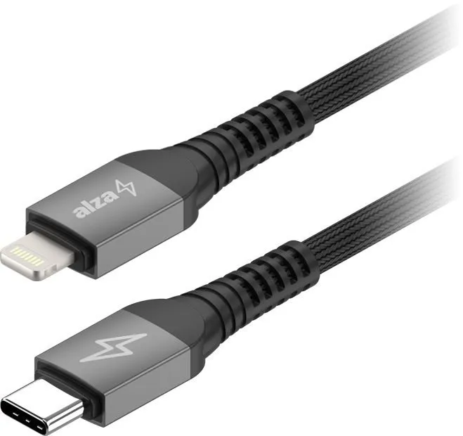 Dátový kábel AlzaPower AluCore Ultra Durable USB-C to Lightning (C94) 1m tmavo šedý