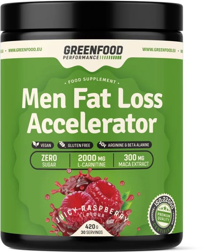 Spaľovač tukov GreenFood Nutrition Performance Mens Fat Loss Accelerator Juicy raspberry 420g