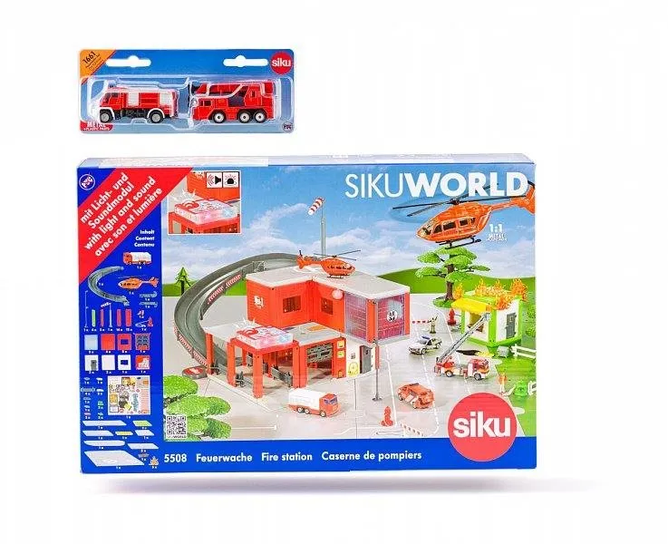 Auto Siku World - požiarna stanica s hasičskými autami