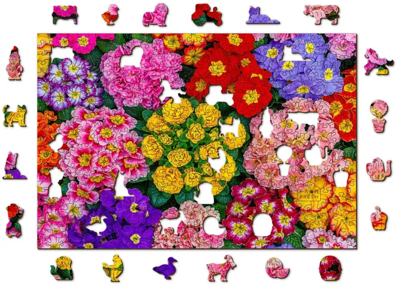 Puzzle Woden City Drevené puzzle Rozkvitnuté kvety 2v1, 505 dielikov eko