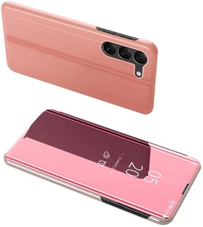 Puzdro na mobil MG Clear View knižkové púzdro pre Samsung Galaxy S23 Plus, ružové