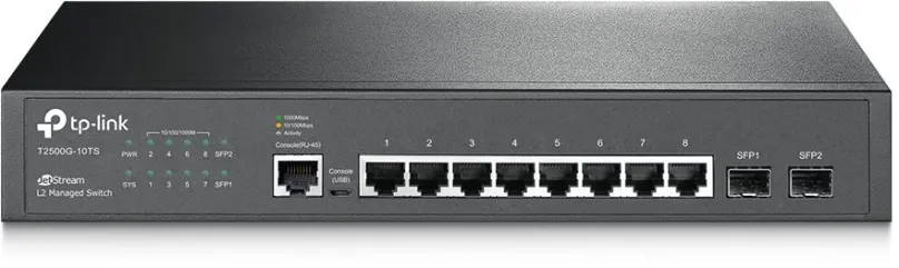 Smart Switch TP-Link T2500G-10TS, 8 ks portový gigabitový switch s 2 ks gigabitovými SFP