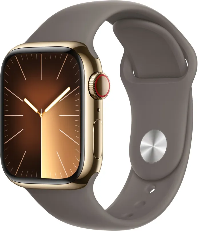 Chytré hodinky Apple Watch Series 9 41mm Cellular Zlatý nerez s ílovo šedým športovým remienkom - M/L