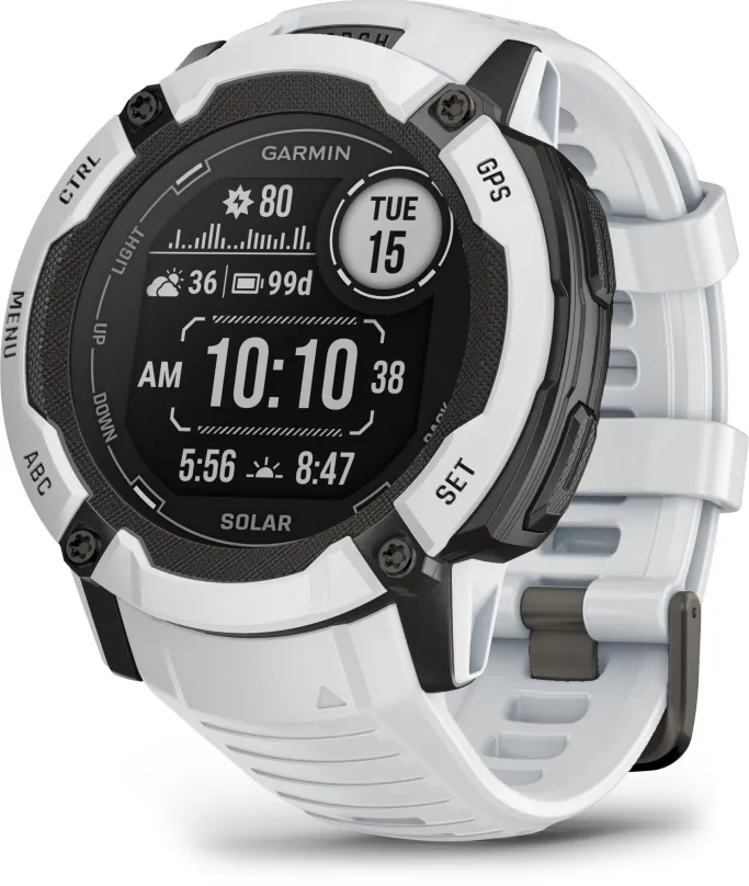 Chytré hodinky Garmin Instinct 2X Solar Whitestone, pre mužov aj ženy, s ovládaním v slove