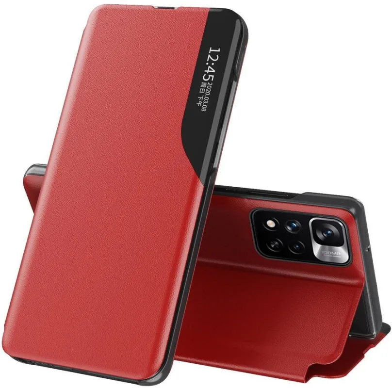 Puzdro na mobil Eco Leather View knižkové puzdro na Xiaomi Redmi Note 11 Pro 4G/5G, červené
