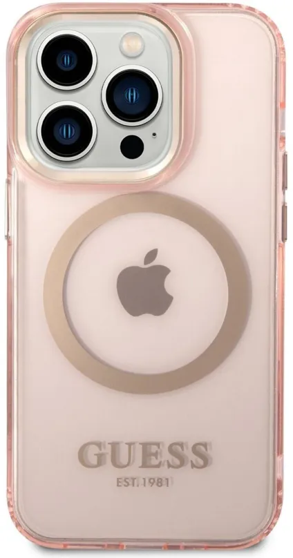 Kryt na mobil Guess Translucent MagSafe Kompatibilný Zadný Kryt pre iPhone 14 Pre Max Pink