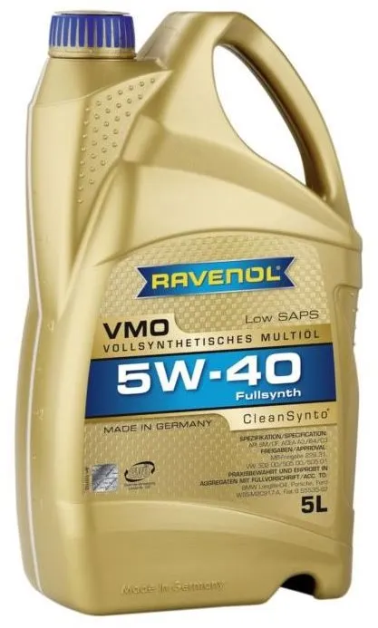 Motorový olej RAVENOL VMO SAE 5W-40; 5 L, 5W-40, syntetický, API SN, ACEA C3, VW 505.00 a