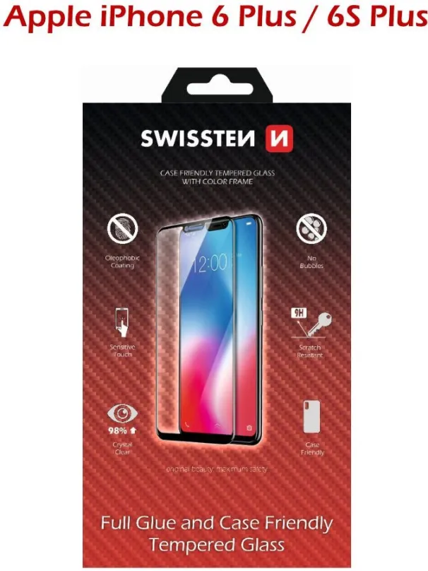 Ochranné sklo Swissten Case Friendly pre iPhone 6 Plus / 6S Plus čierne