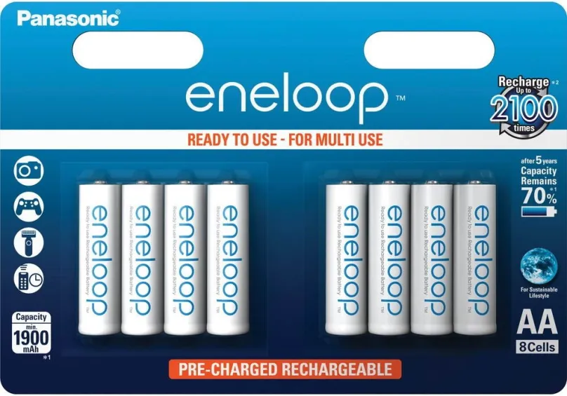 Nabíjacie batérie Panasonic eneloop AA 1900mAh 8ks