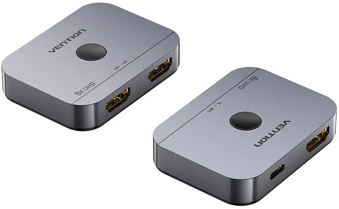 Switch Vention 2-Port Bi-Directional 8K HDMI Switcher Gray Aluminium Alloy Type, umožňuje