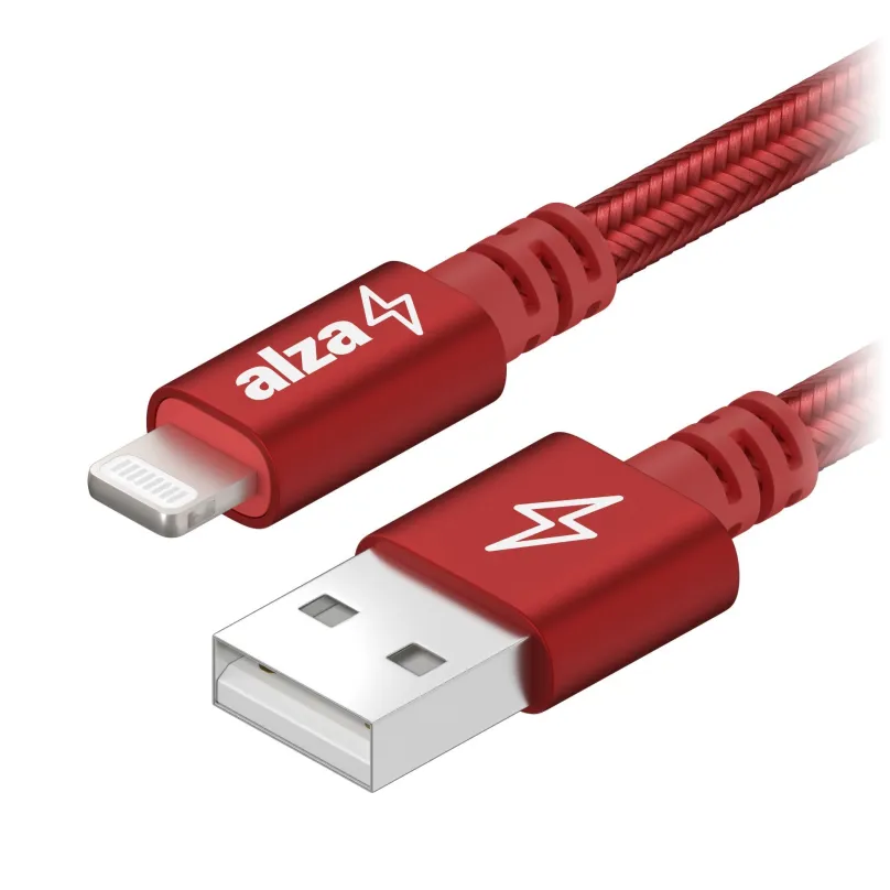 Dátový kábel AlzaPower AluCore Lightning MFi (C189) 1m červený