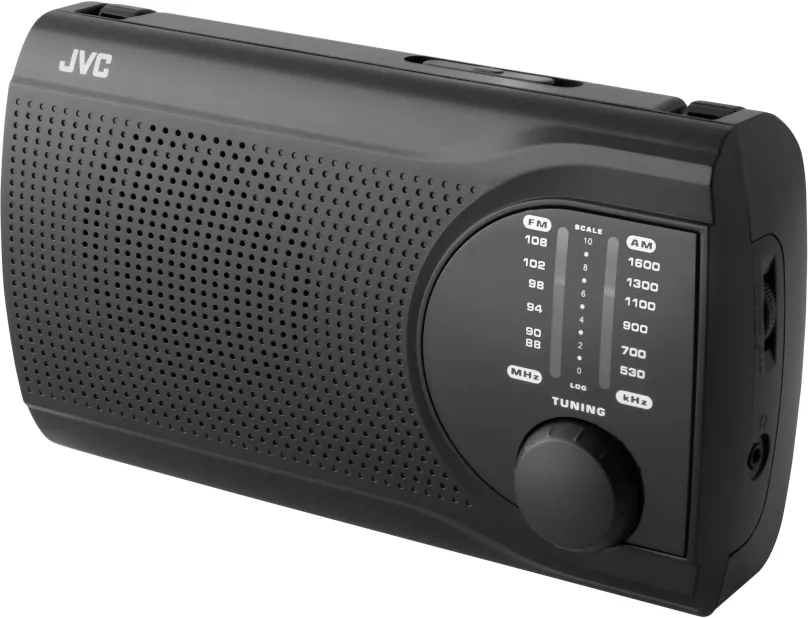Rádio JVC RA-E321B, klasické, prenosné, AM a FM tuner, výkon 0,5 W, vstup 3,5 mm Jack, výs