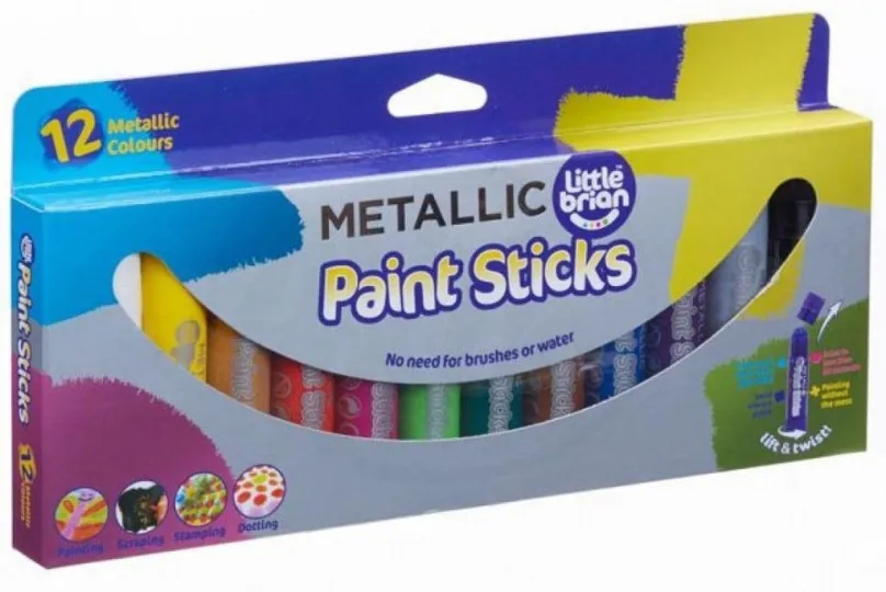 Popisovač LITTLE BRIAN PAINT STICKS metalickej farby, 12-pack