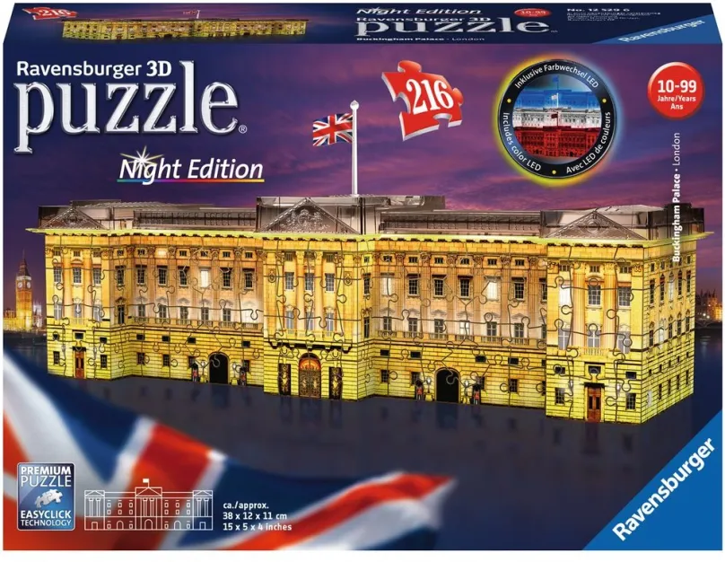 Puzzle Ravensburger 125296 Buckinghamský palác (Nočná edícia)