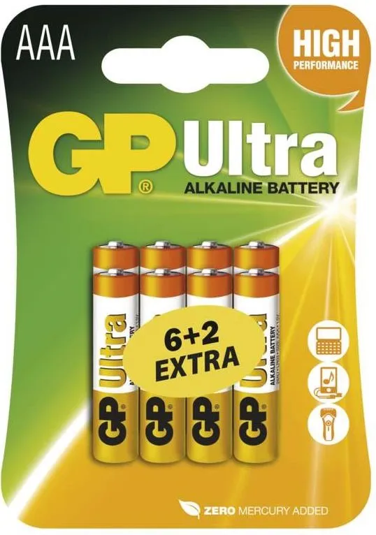 Jednorazová batérie GP Ultra LR03 (AAA) 6 + 2ks v blistri