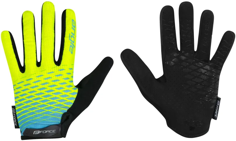 Cyklistické rukavice Force MTB ANGLE, fluo-modré XL, dlhoprsté, veľkosť XL a XL, obvod