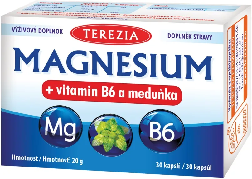 Horčík TEREZIA MAGNESIUM + vitamín B6 a medovka 30 kapsúl