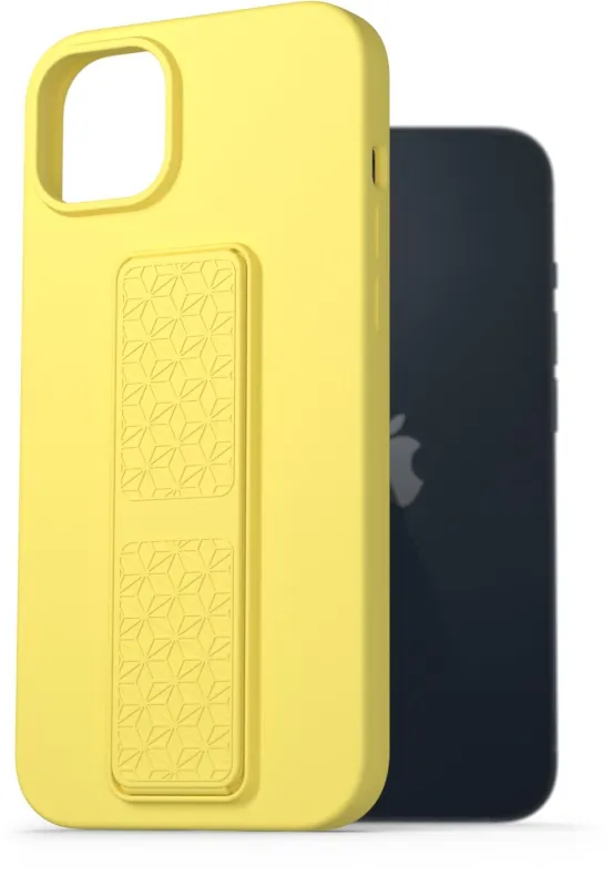Kryt na mobil AlzaGuard Liquid Silicone Case with Stand pre iPhone 14 Plus žlté