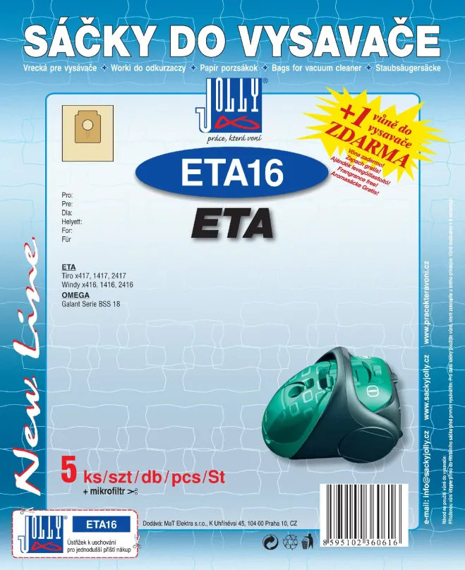 Vrecká do vysávača Vrecká do vysávača ETA16