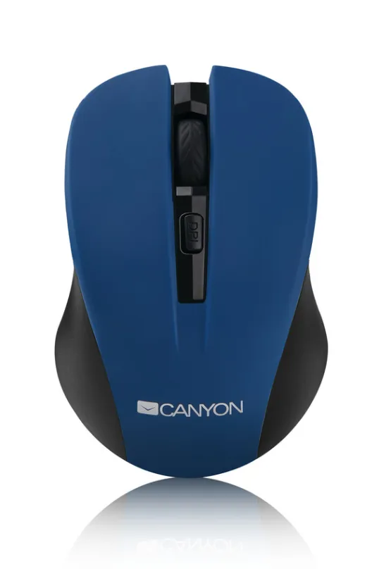 CANYON myš optická bezdrôtová CMSW1, nastaviteľné rozlíšenie 800/1000/1200 dpi, 4 hr, USB nano reciever, modrá