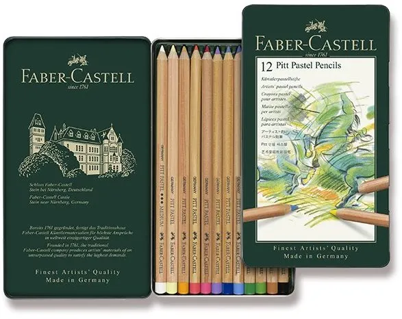 Pastelky FABER-CASTELL Pitt Pastell v plechovej krabičke, 12 farieb