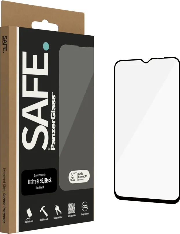 Ochranné sklo SAFE. by Panzerglass Realme 9i 5G, pre Realme 9i 5G, zaoblenie 2.5D, tvrdosť