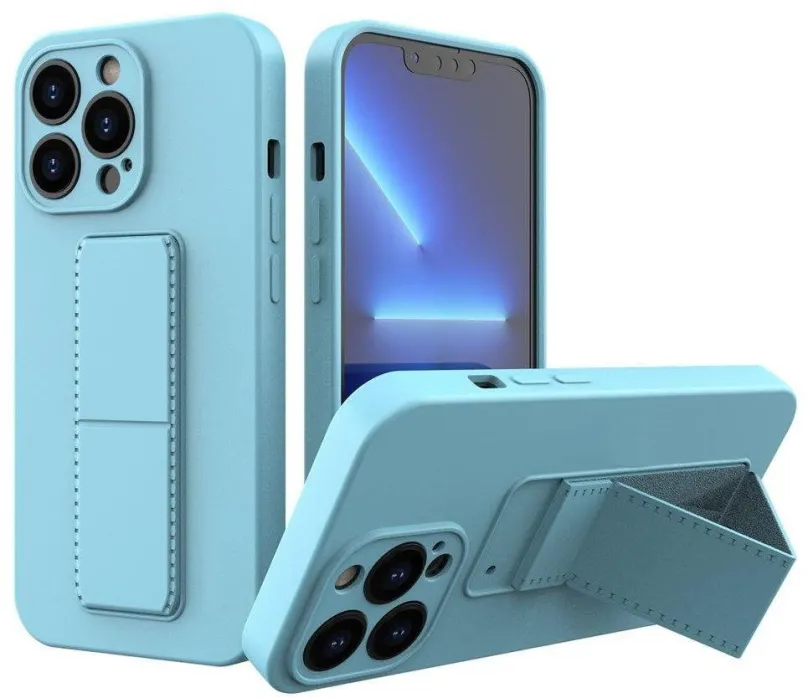 Kryt na mobil Kickstand silikónový kryt na iPhone 13, modrý