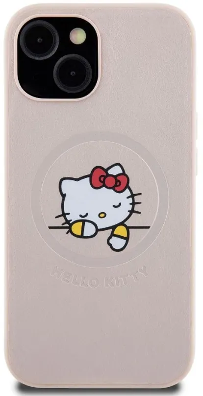 Kryt na mobil Hello Kitty PU Kitty Asleep Logo MagSafe Zadný Kryt pre iPhone 15 Pink