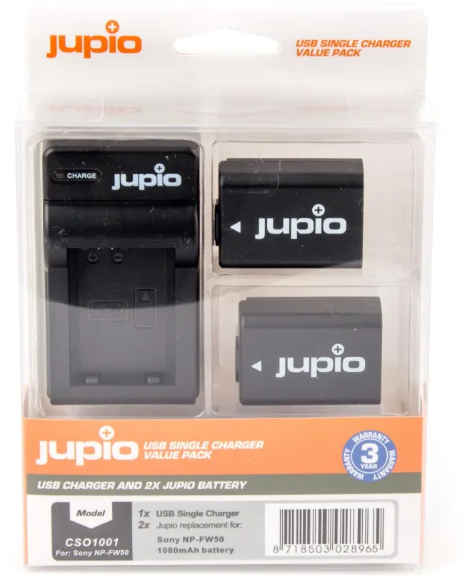 Batéria pre fotoaparát Jupio 2x NP-FW50 - 1080 mAh + USB nabíjačka